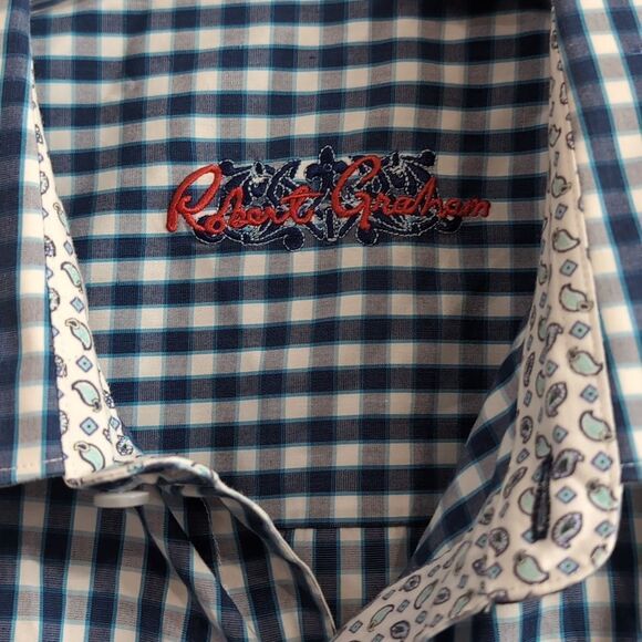 Robert Graham Plaid Button Up Short Sleeve Shirt Sz 4XL - Picture 4 of 10